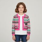 Girls Pink Logo Cardigan, 1, hi-res