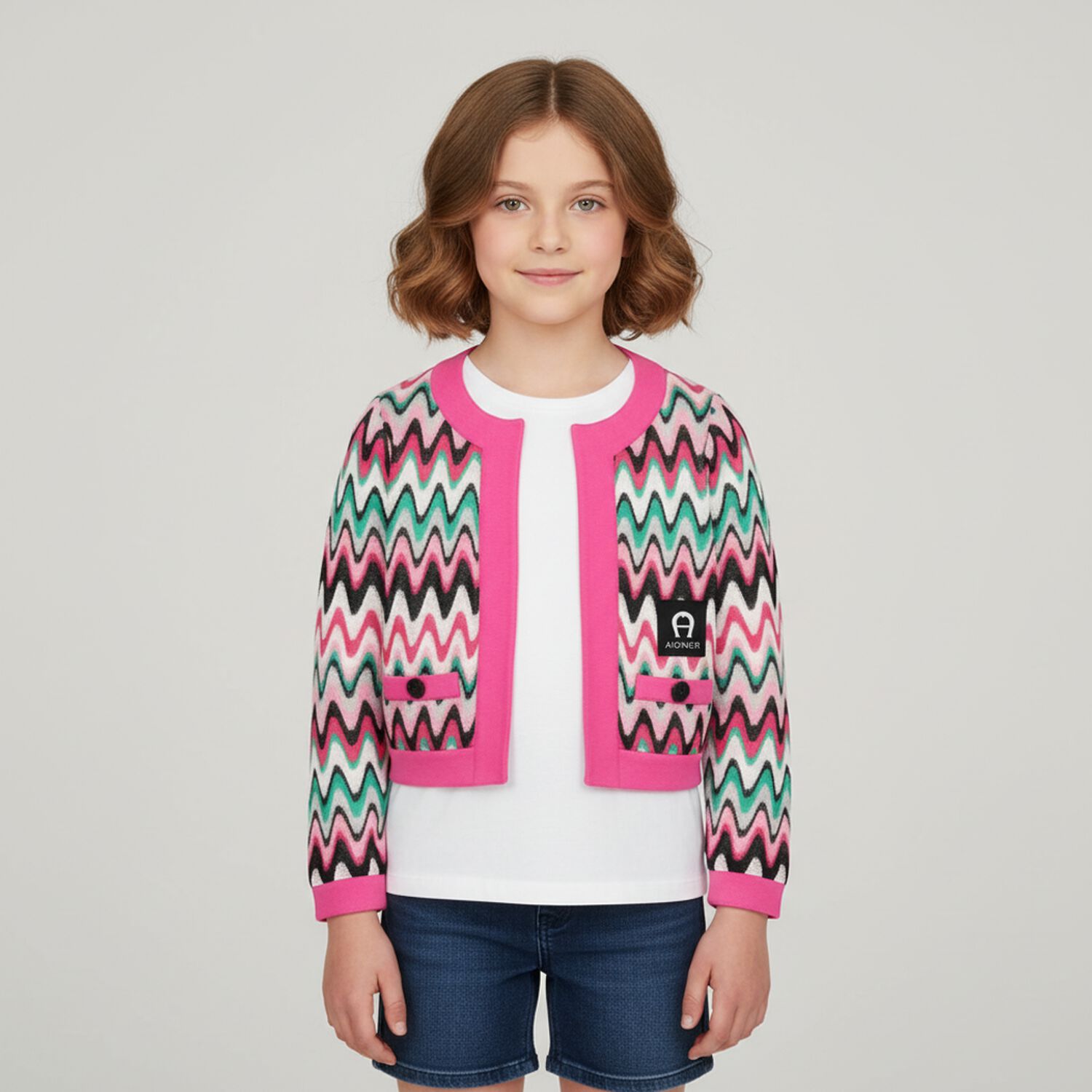 Girls Pink Logo Cardigan, 1, hi-res image number null