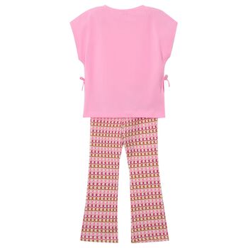 Girls Pink Flower Leggings Set
