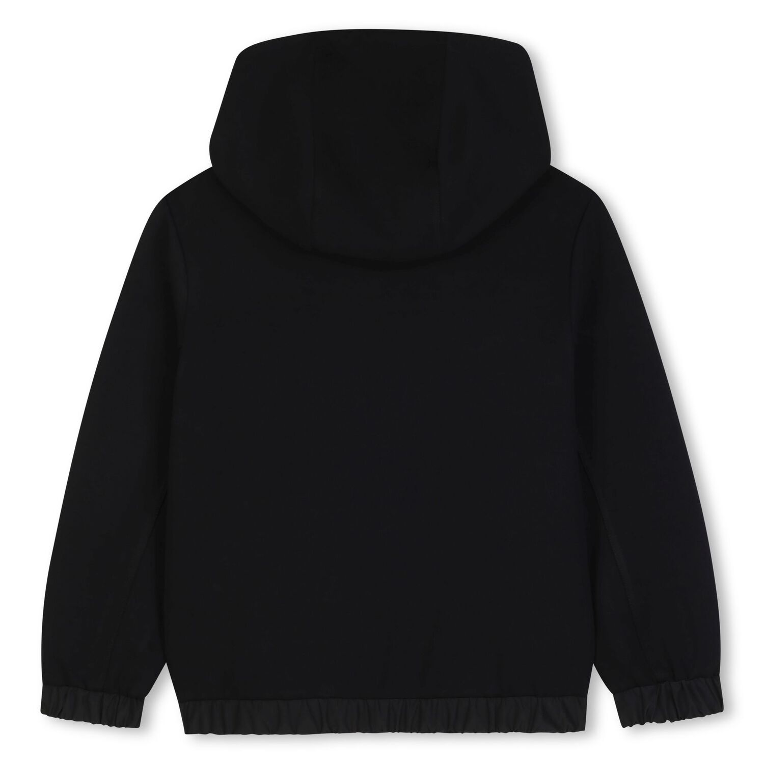 Boys Black Logo Hooded Zip Up Top, 1, hi-res
