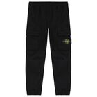 Boys Black Logo Trousers, 1, hi-res