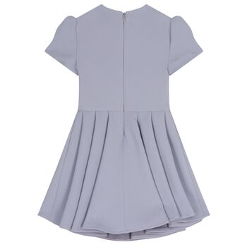 Girls Purple Diamante Logo Pleated Dress