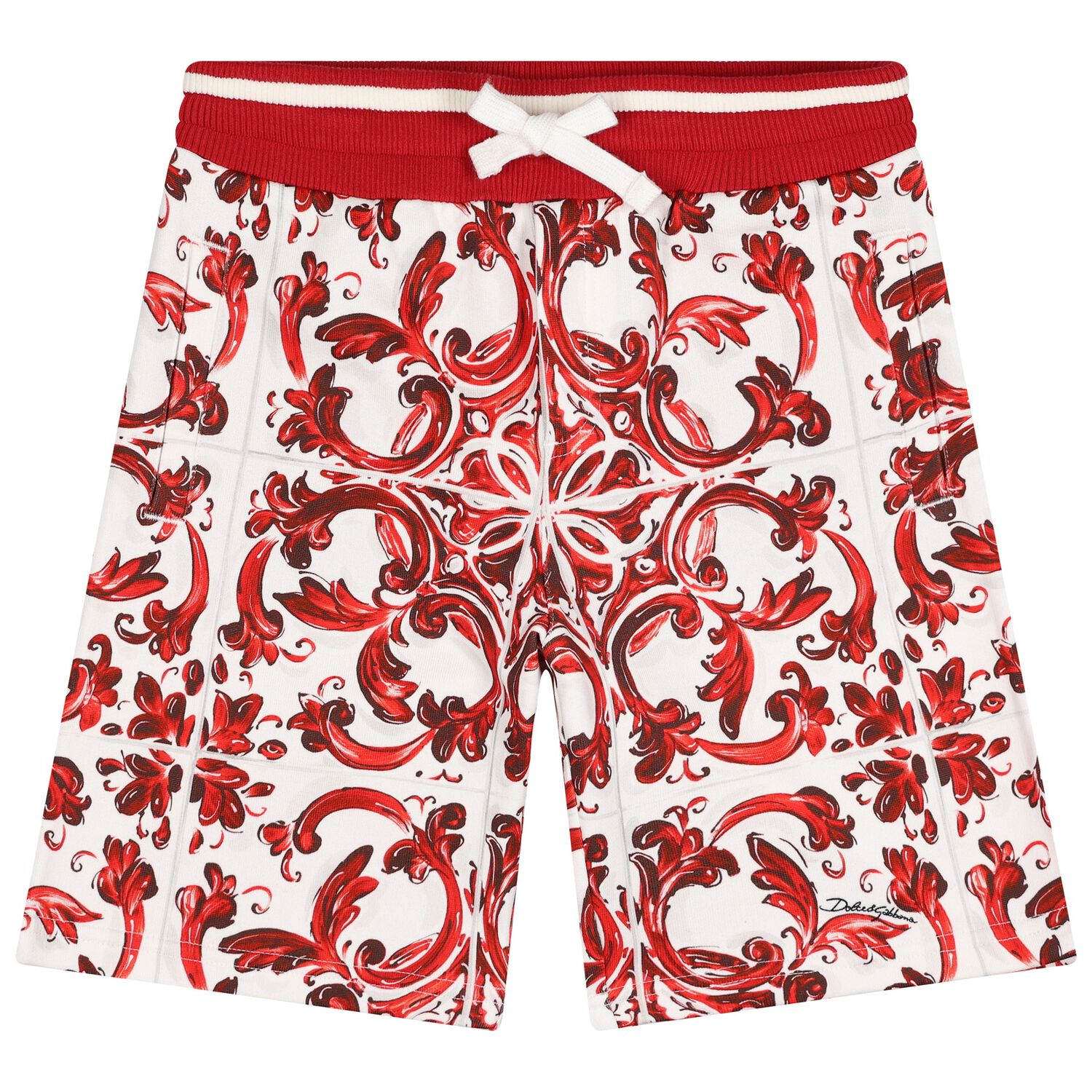 Boys White & Red Majolica Shorts, 1, hi-res