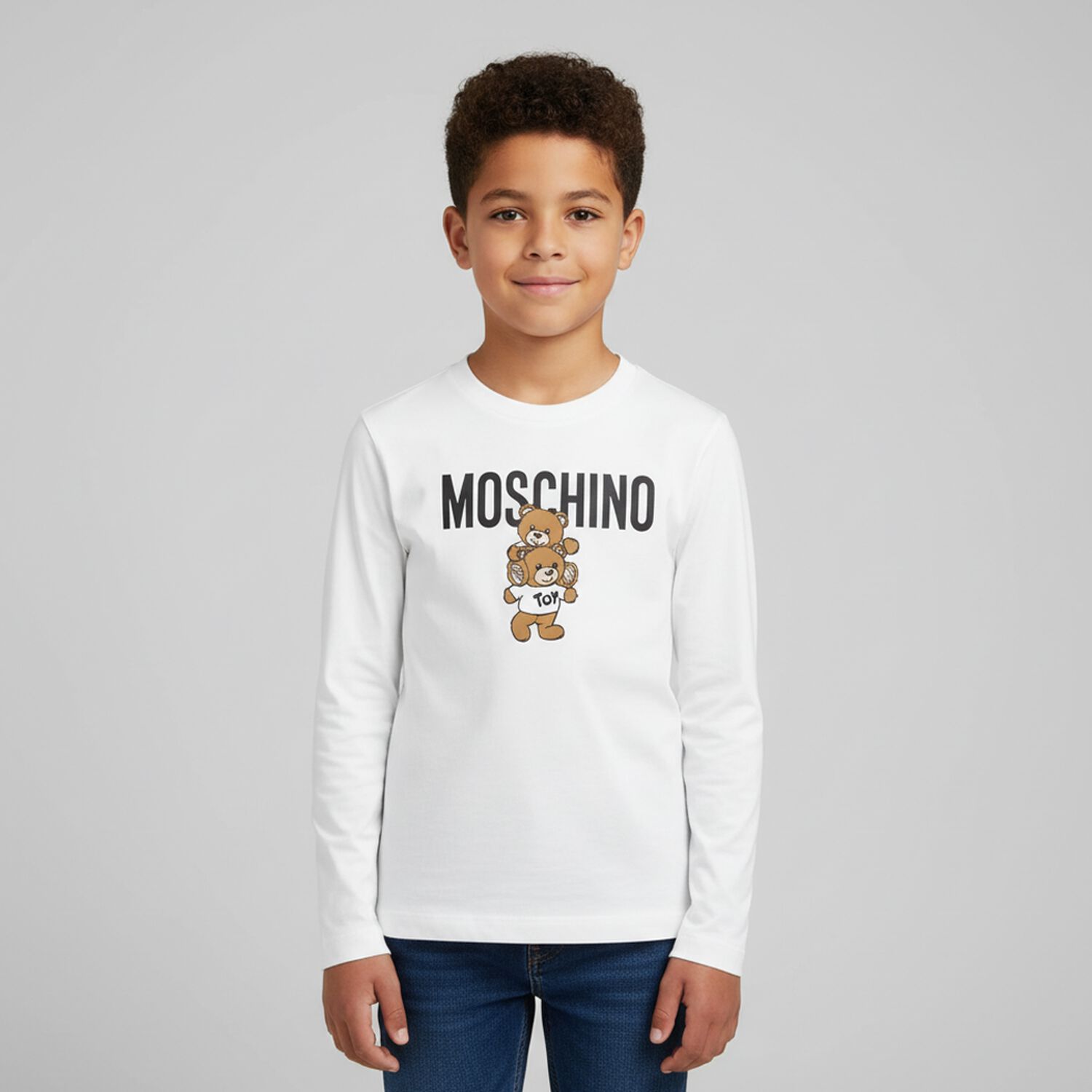 Ivory Teddy Bear Logo Long Sleeve Top, 2, hi-res image number null