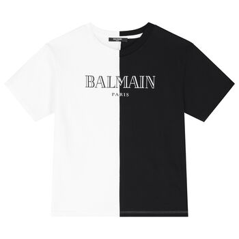 Boys White & Black Logo T-Shirt