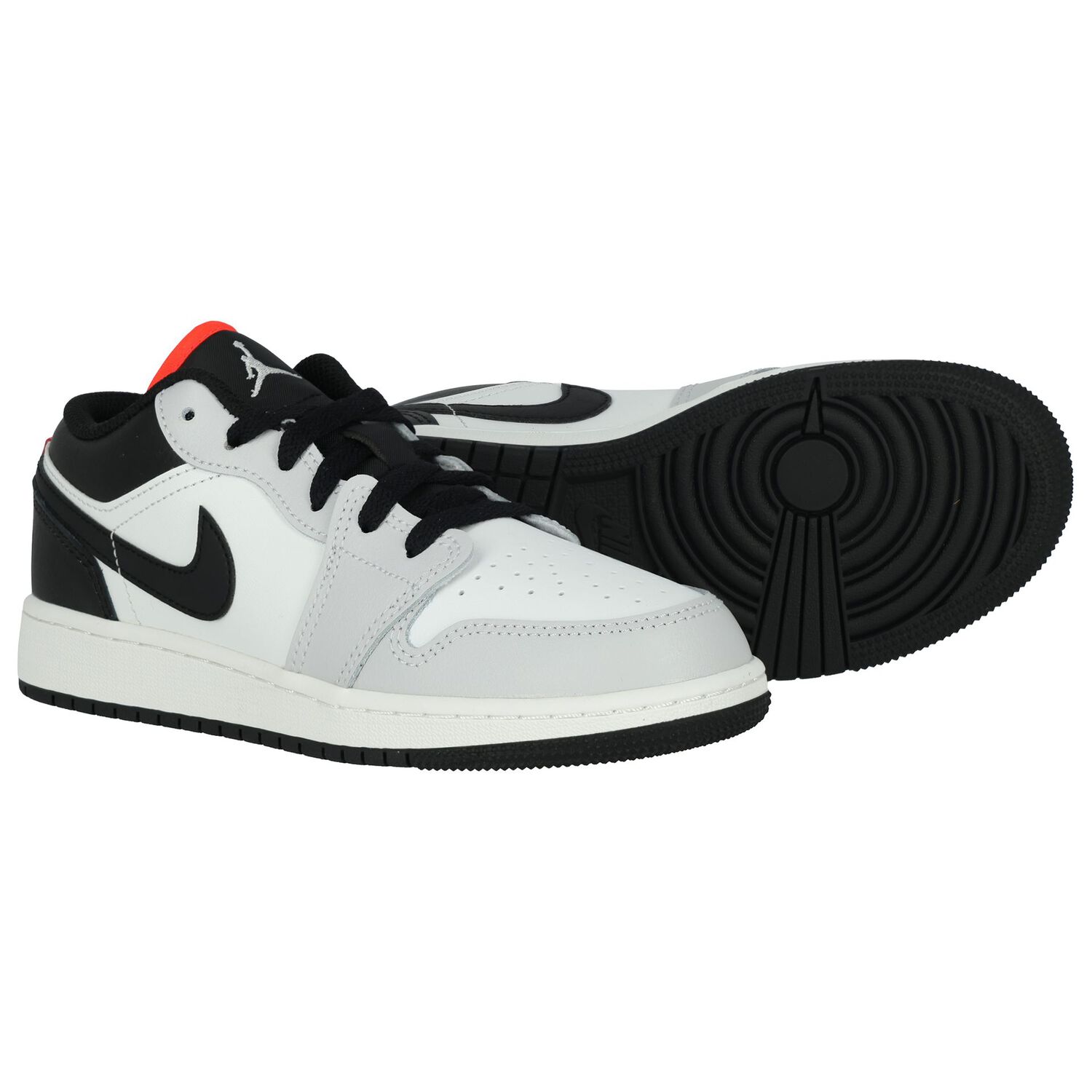 White, Grey & Black Air Jordan 1 Low Trainers, 10, hi-res