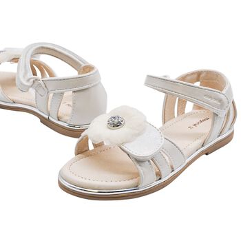 Girls White Flower Sandals