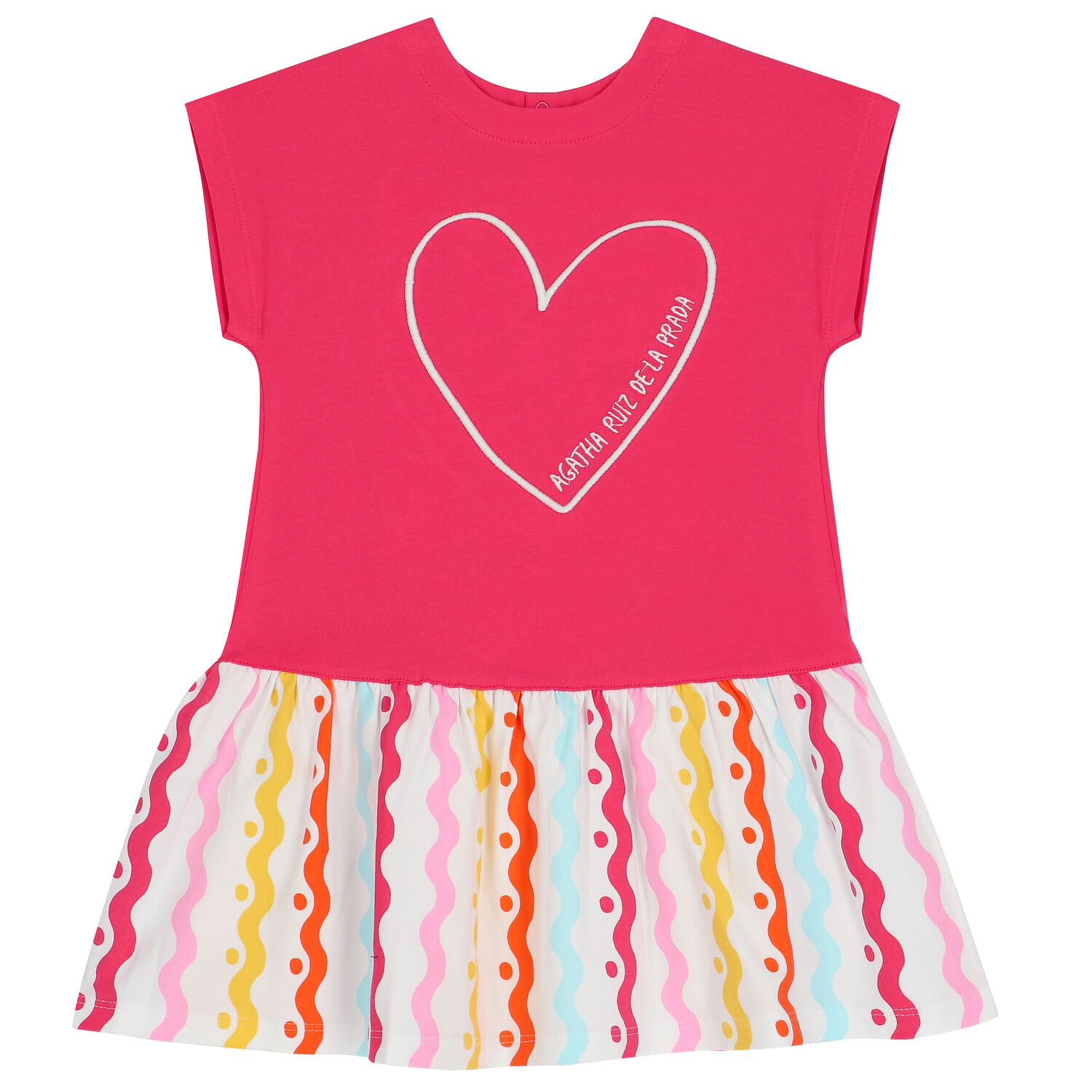 Girls Pink & White Heart Dress, 1, hi-res