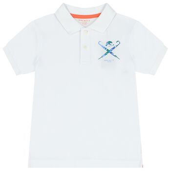 Boys White Logo Polo Shirt