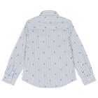Boys White & Blue Striped Logo Shirt, 2, hi-res