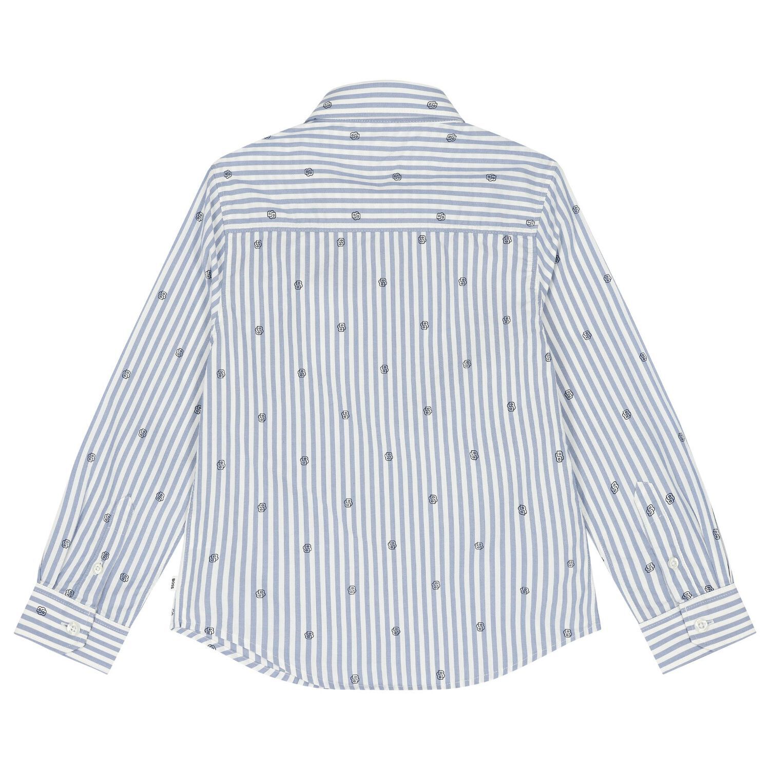 Boys White & Blue Striped Logo Shirt, 2, hi-res image number null
