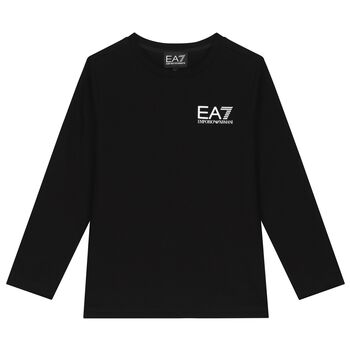 Boys Black Logo Long Sleeve Top