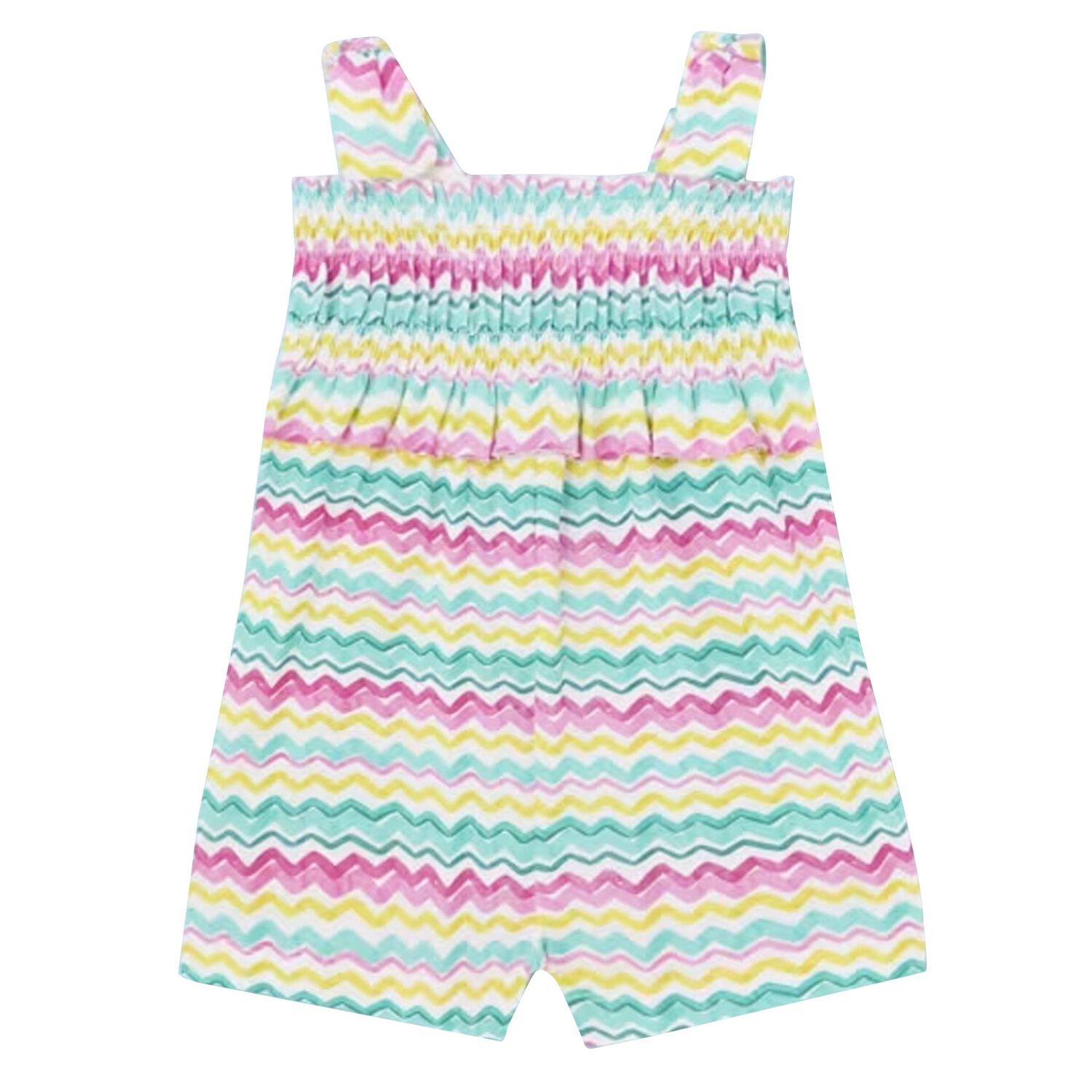 Younger Girls Orange Zig zag Playsuit, 1, hi-res