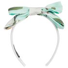 Girls White & Mint Green Bow Headband, 1, hi-res