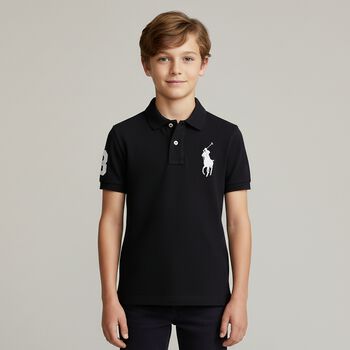 Boys Black Logo Polo Shirt