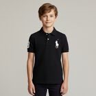 Boys Black Logo Polo Shirt, 1, hi-res