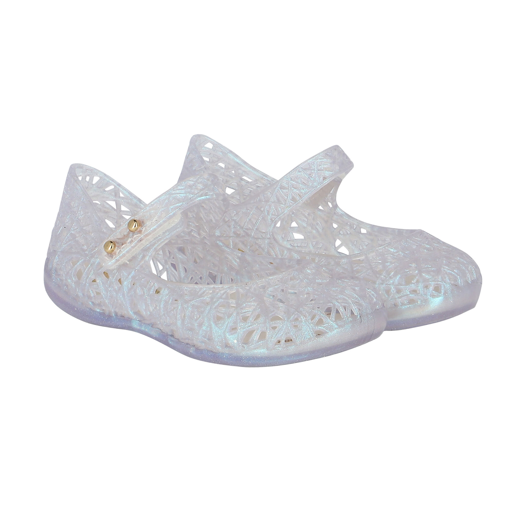 Mini Melissa Younger Girls Clear Glitter Shoes Junior Couture UK