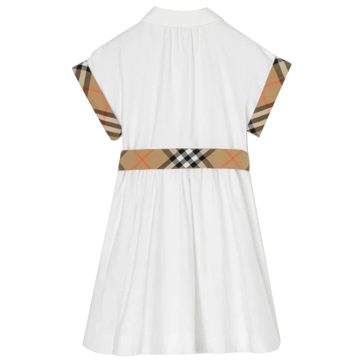 Girls White Check Dress, 1, hi-res