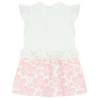Younger Girls White & Pink Logo Dress, 1, hi-res