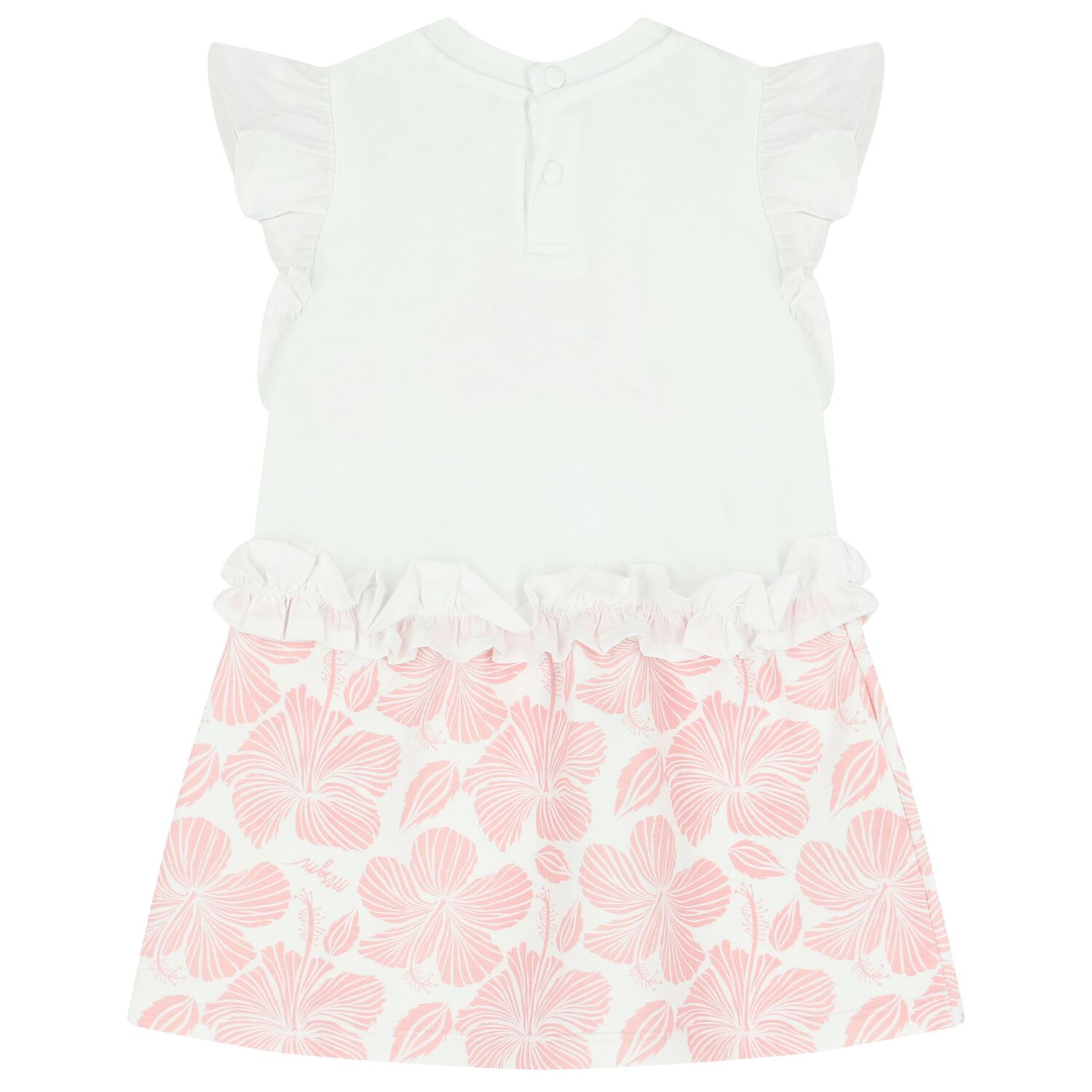 Younger Girls White & Pink Logo Dress, 1, hi-res