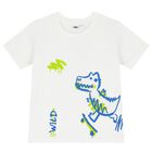 Boys White & Blue Dinosaur Shorts Set, 1, hi-res