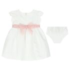 Baby Girls Ivory Flower Satin Dress Set, 1, hi-res