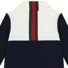 Baby Boys Ivory & Navy Blue Web Striped Romper, 1, hi-res