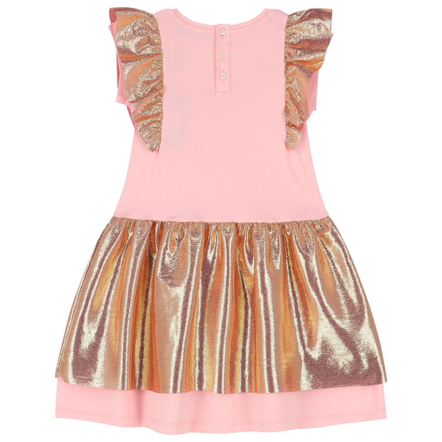 Girls Pink & Gold Logo Dress, 2, hi-res