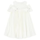 Girls Ivory Pleated Dress, 1, hi-res