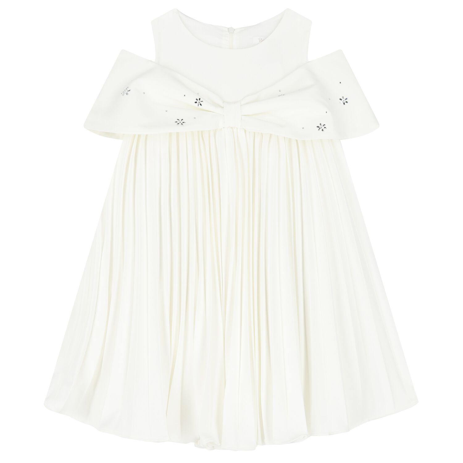 Girls Ivory Pleated Dress, 1, hi-res