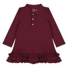 Baby Girls Burgundy Ruffled Polo Dress Set, 2, hi-res