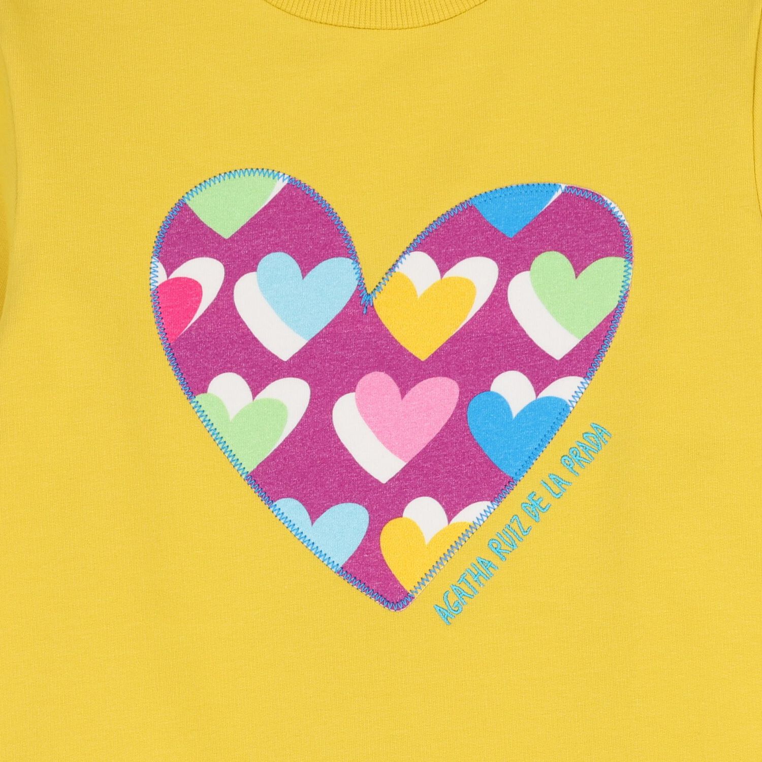 Girls Yellow & Pink Logo Heart Dress, 1, hi-res