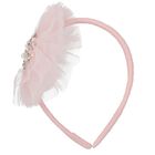 Girls Pink Tulle Headband, 1, hi-res