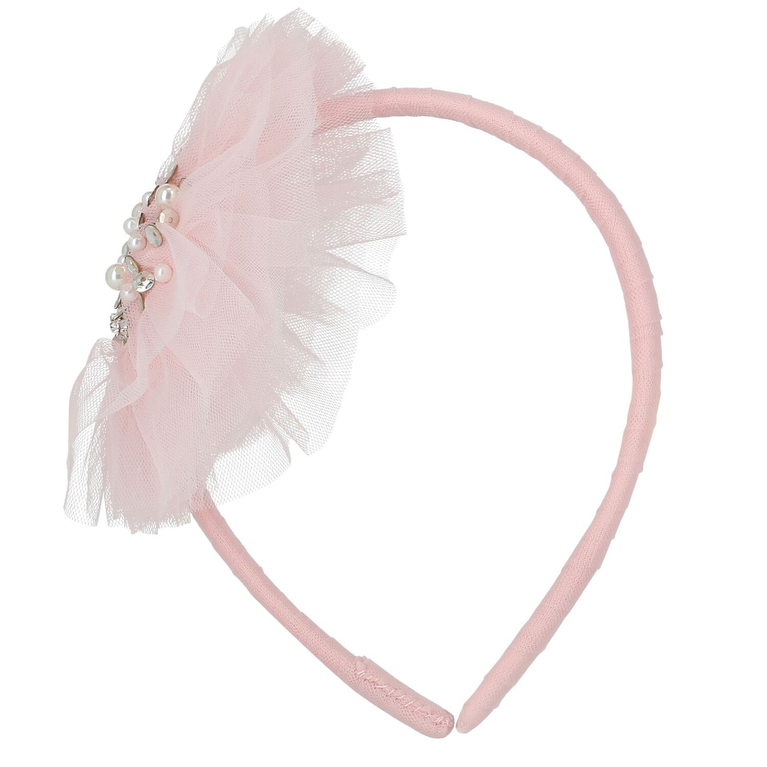 Girls Pink Tulle Headband, 1, hi-res