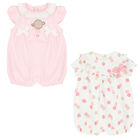 Baby Girls Pink & White Rompers (2 Pack), 2, hi-res