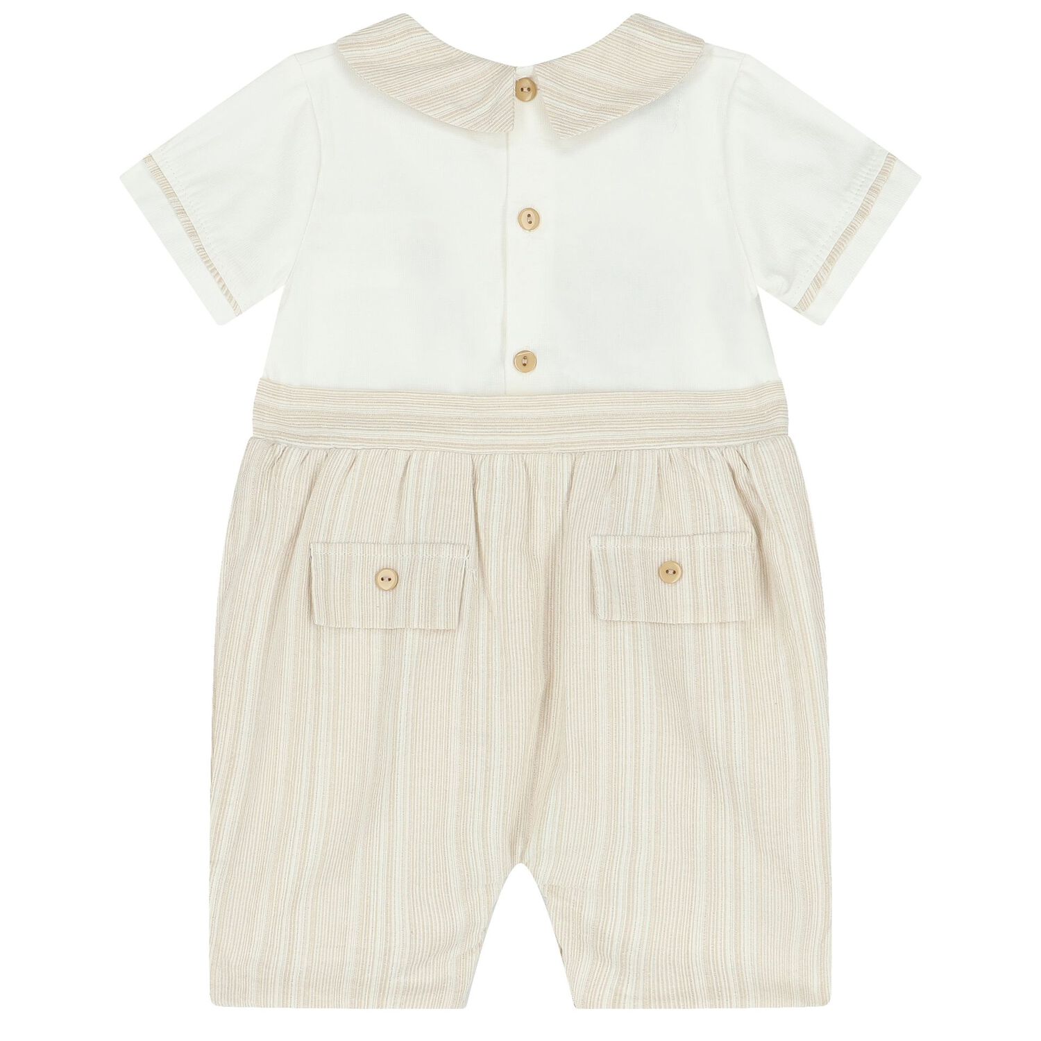 Baby Boys Ivory & Beige Romper Set, 1, hi-res