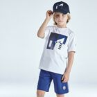 Boys White & Navy Blue Short Set, 1, hi-res