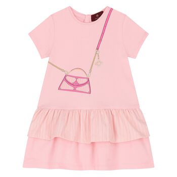 Younger Girls Pink Bag Logo Dress