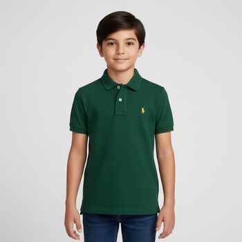 Boys Green Logo Polo Shirt