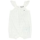 Baby Girls White Logo Broderie Anglaise Romper, 1, hi-res