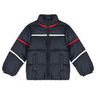 Boys Navy Blue Logo Puffer Jacket, 1, hi-res
