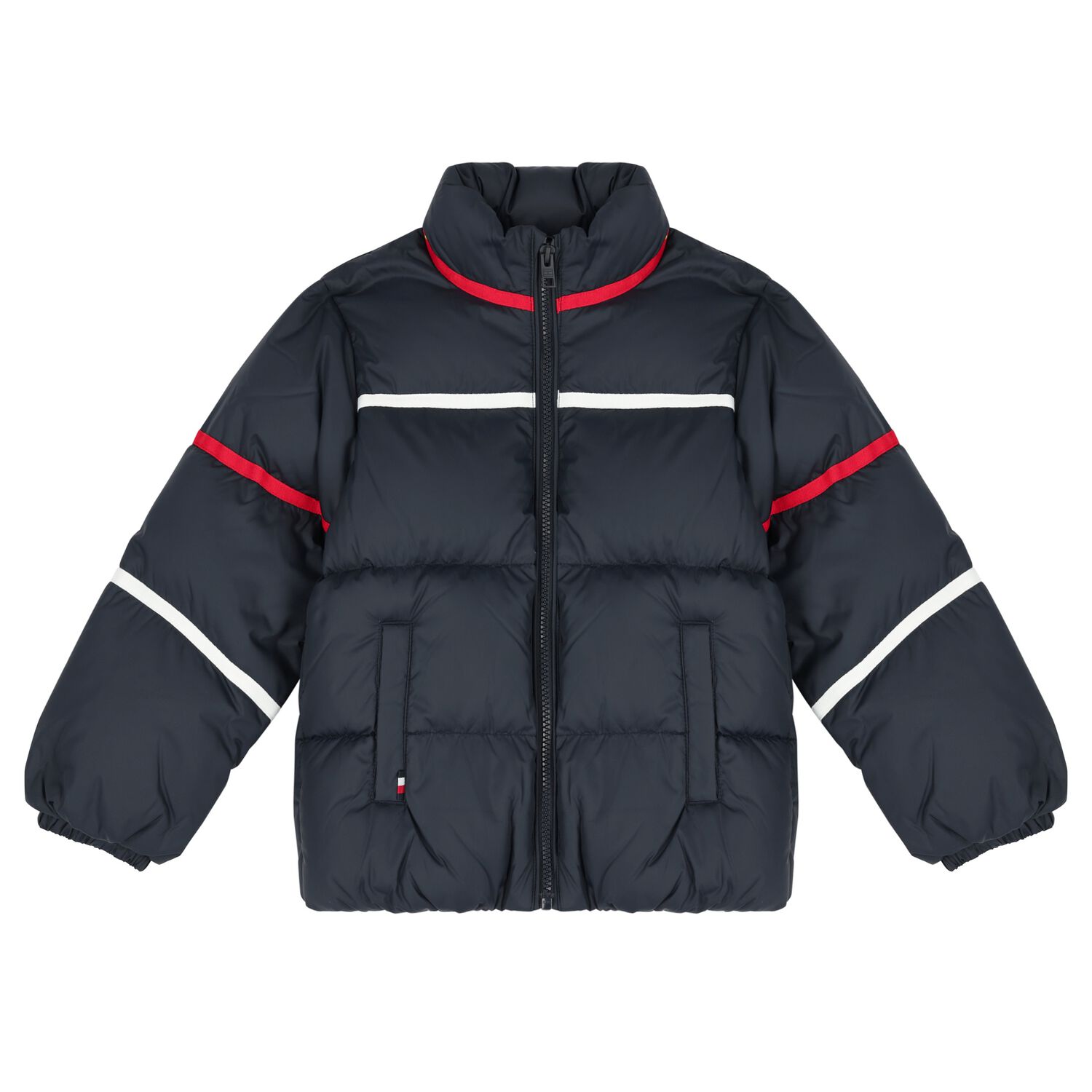Boys Navy Blue Logo Puffer Jacket, 1, hi-res image number null