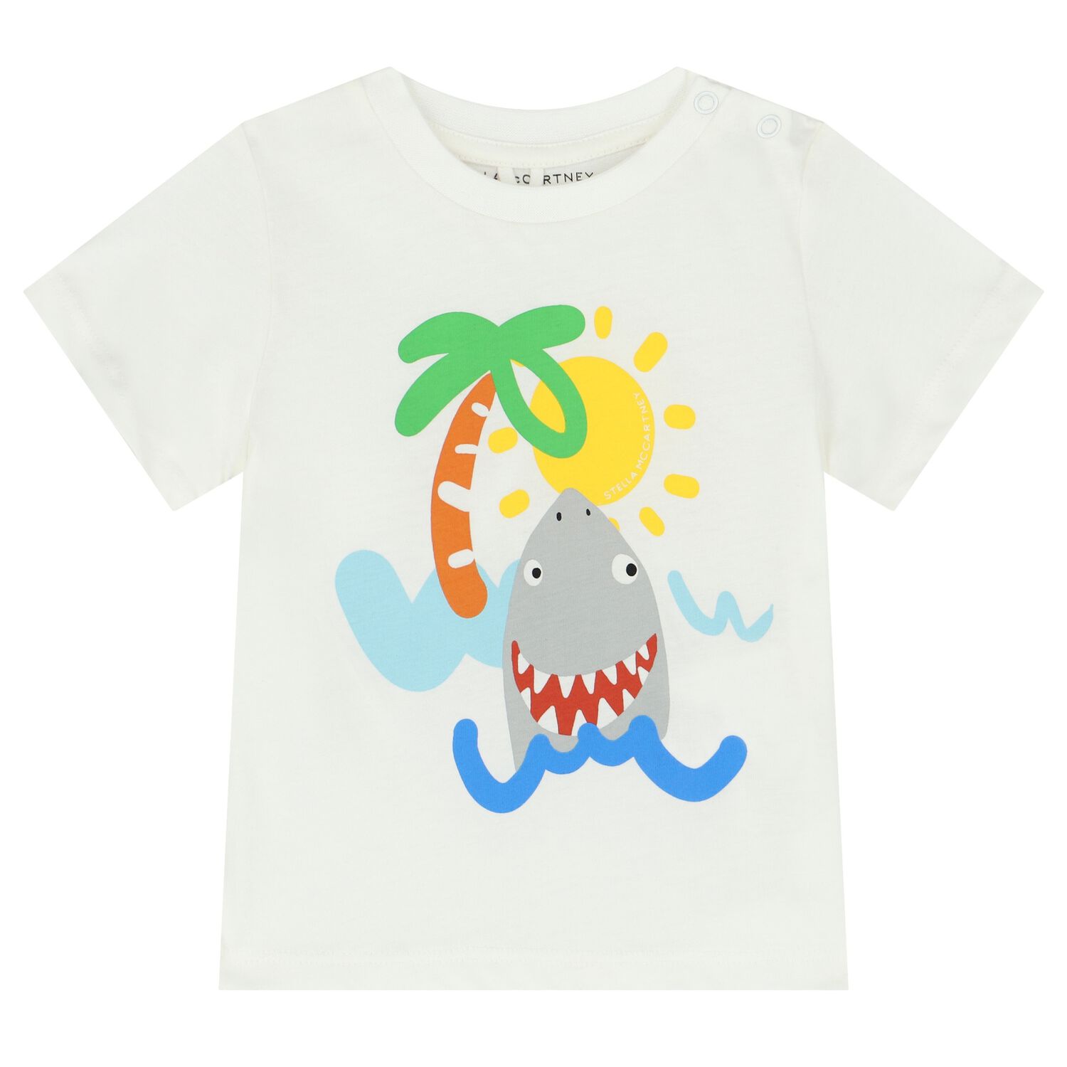 Younger Boys Ivory Shark T-Shirt, 1, hi-res