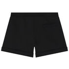 Girls Black Teddy Logo Shorts, 1, hi-res
