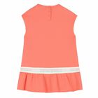 Girls Coral Pink Logo Dress, 1, hi-res