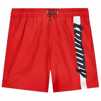 Boys Red Logo Swim Shorts