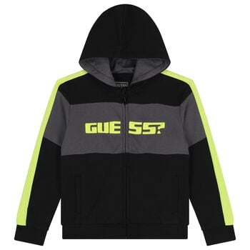 Boys Black Logo Zip Up Top