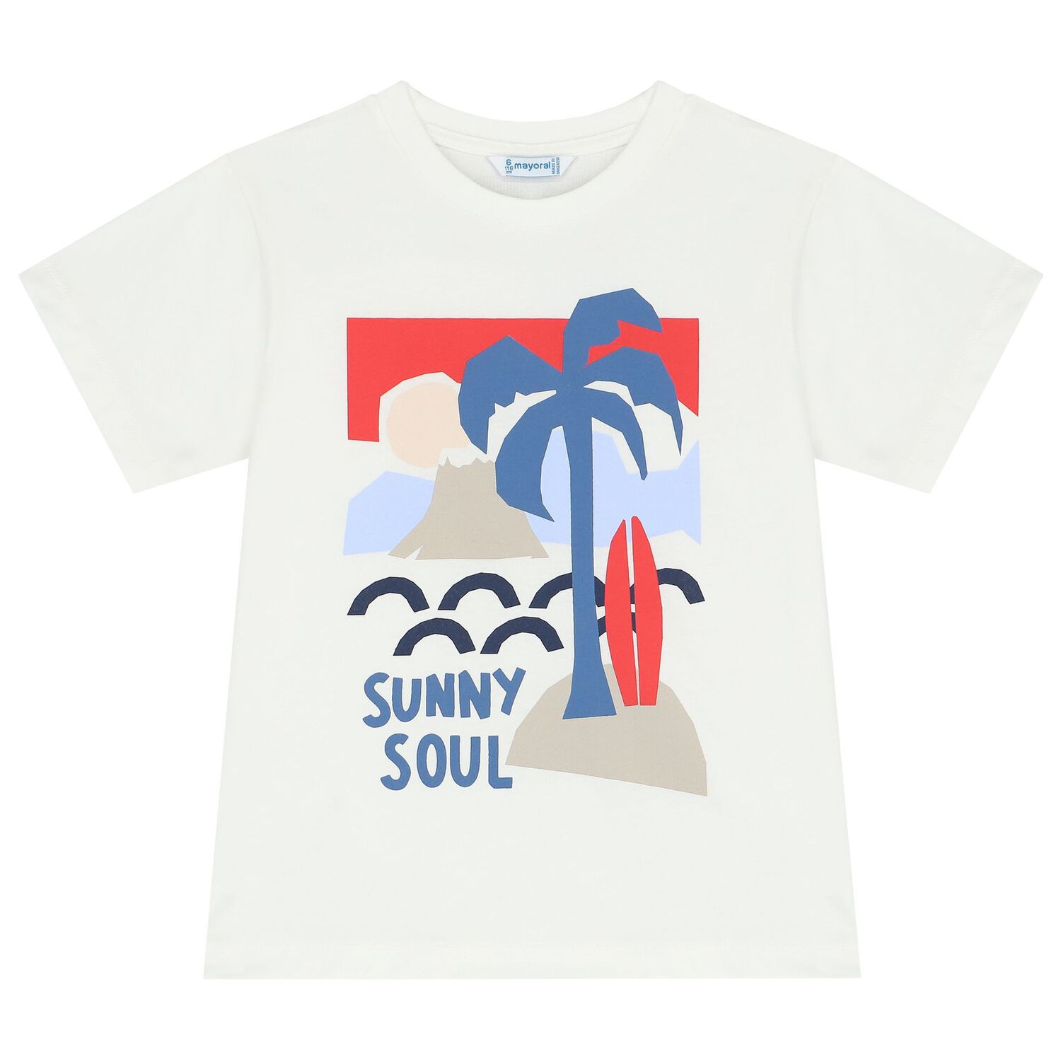 Boys White & Blue Palm Tree Shorts Set, 3, hi-res