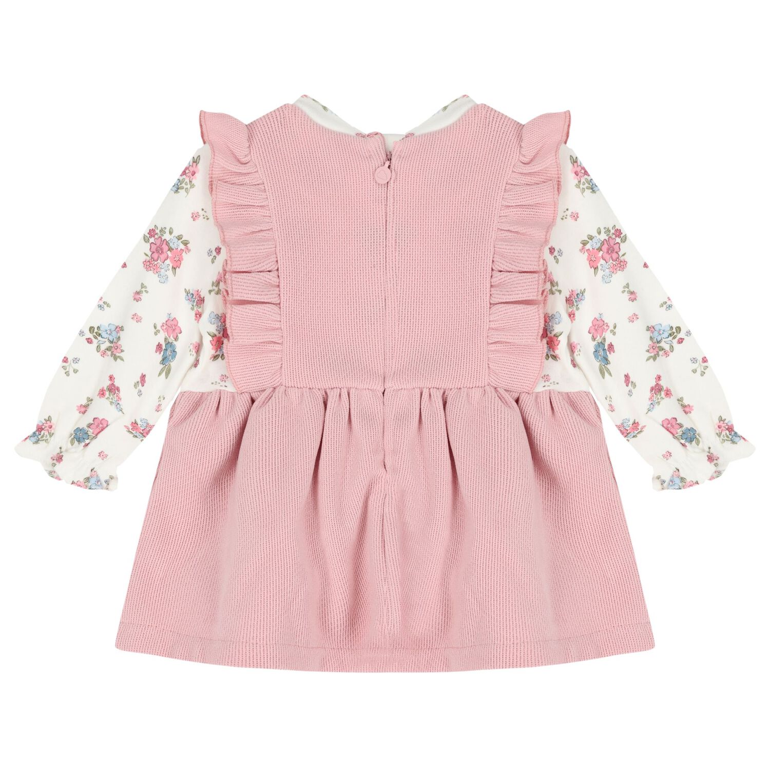 Baby Girls Pink Ruffled Dress, 1, hi-res