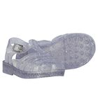 Younger Girls Silver Glitter Jelly Shoes, 1, hi-res